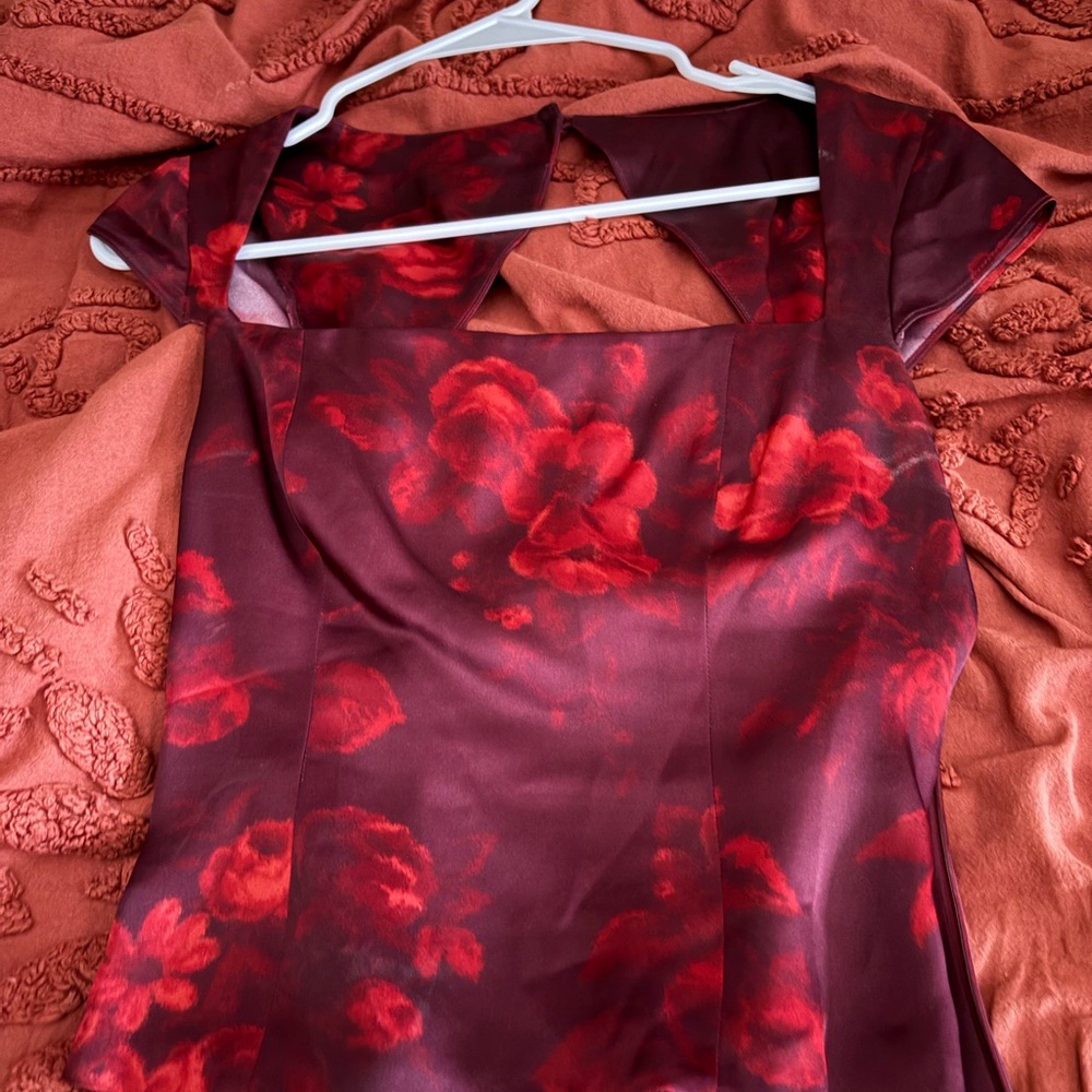 Elegant Red Floral Dress